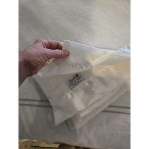 Faribo White Blanket Full Dbl Sz Acrylic Cotton Satin Trim VG Condition